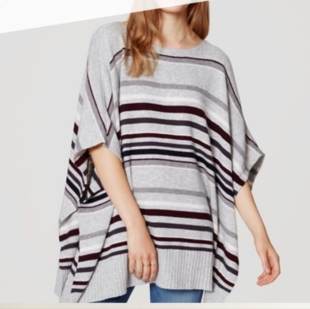 Ann Taylor LOFT Women's Striped Poncho Sweater